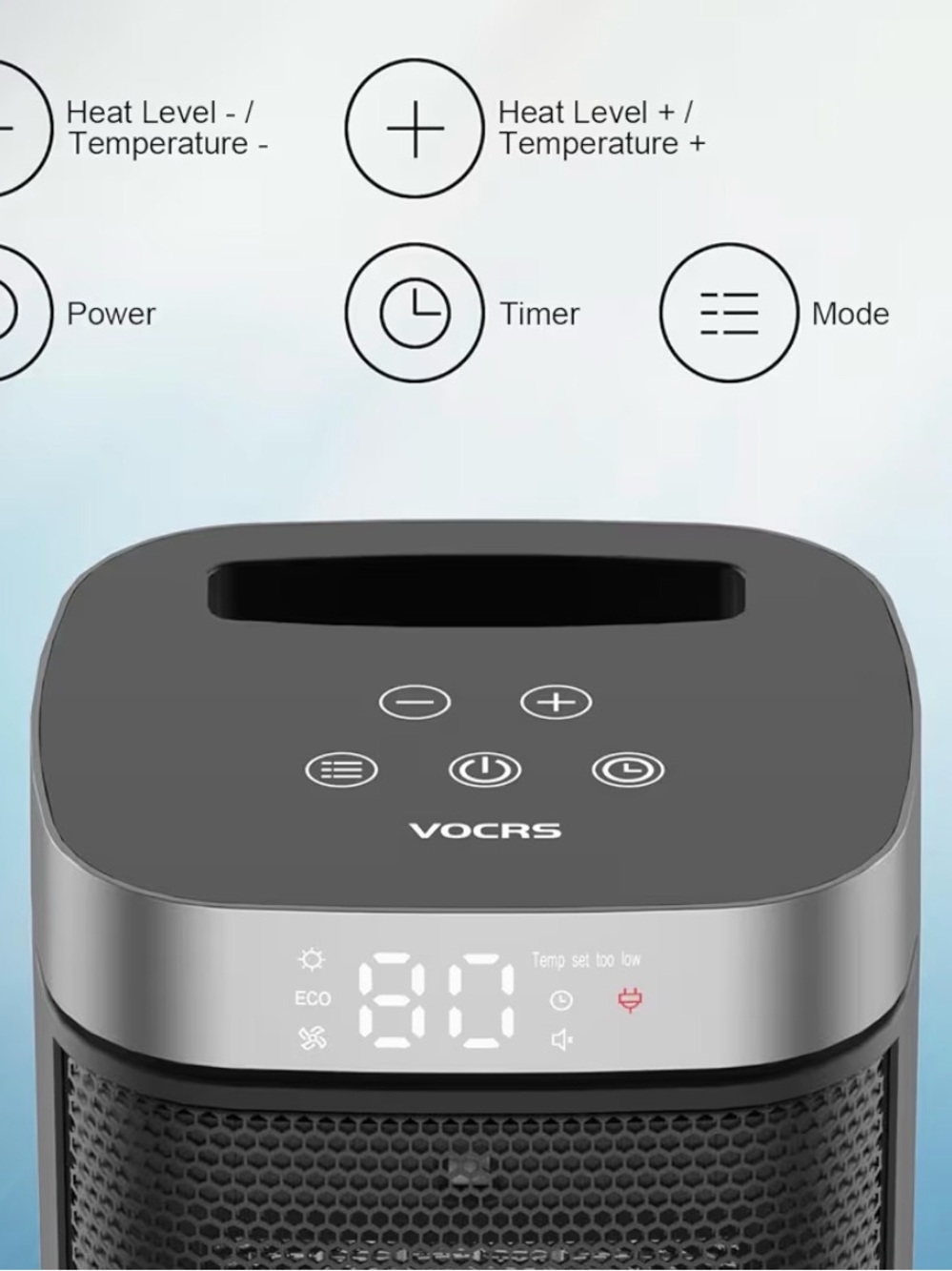 Compact Black Space Heater - Portable Home Accent Heater